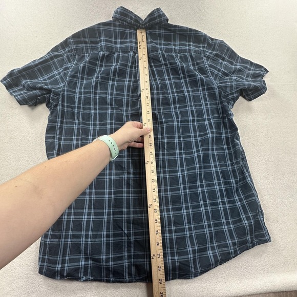 Fjallraven Ovik Lite Shirt Mens Large Blue Plaid Short Sleeve Button Up Outdoor - Picture 10 of 11